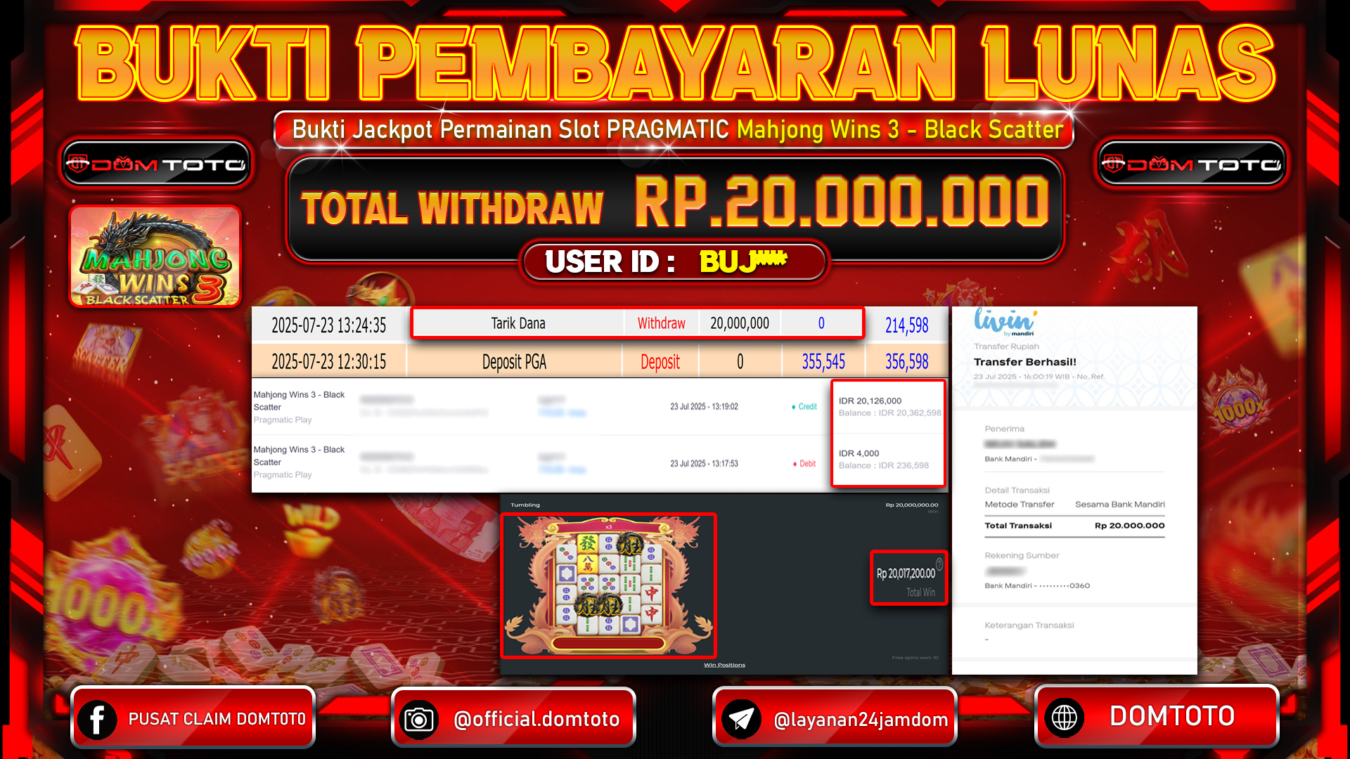 JACKPOT SLOT MAHJONG WINS 3 BLACK SCATTER 23 JULI 2025